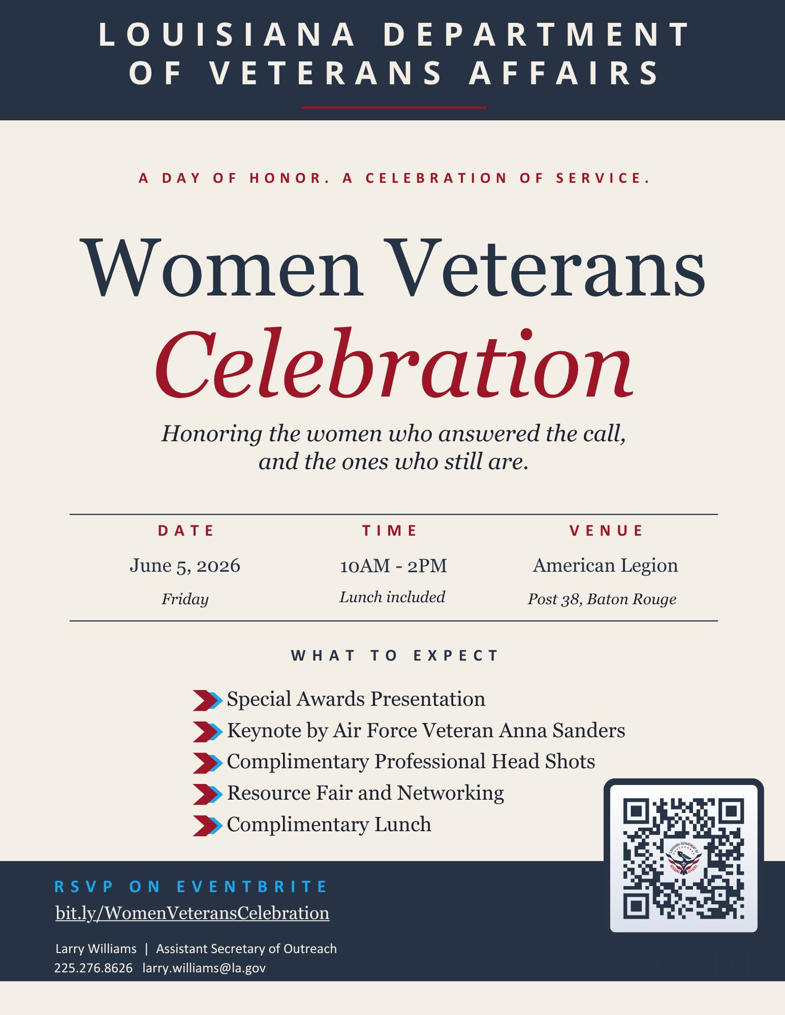 LDVA Hosts Women Veterans Celebration This Friday in Baton Rouge